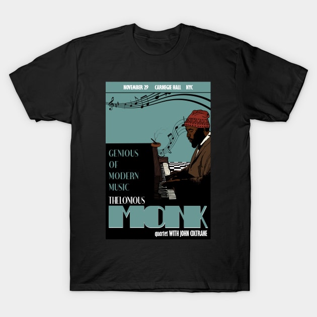 Thelonious Monk Jazz Poster T-Shirt by Seiglan